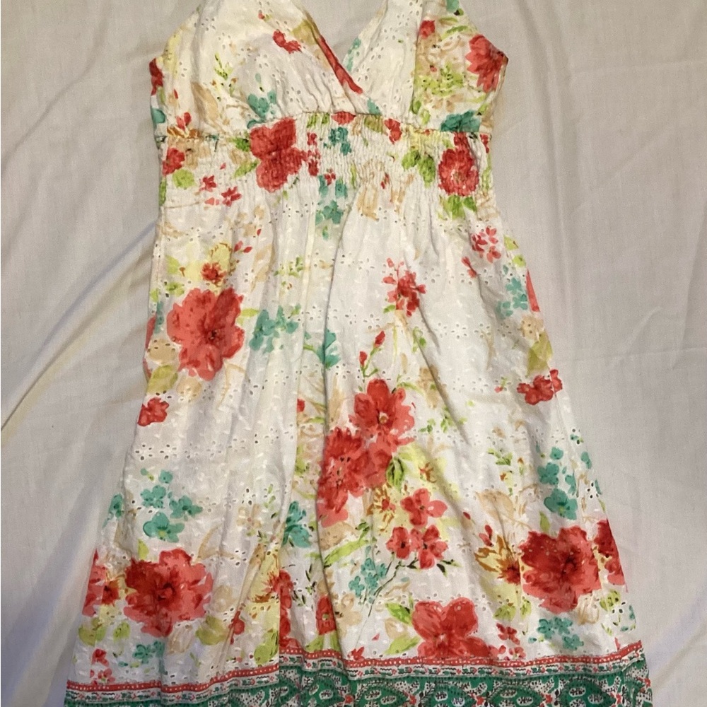 Vintage Lanz Embroidered Summer Midi Dress Floral  Size